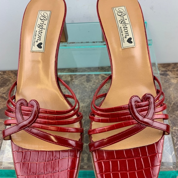 Brighton Italy Trixie Red Leather Dress Heels 8.5M - Picture 3 of 8